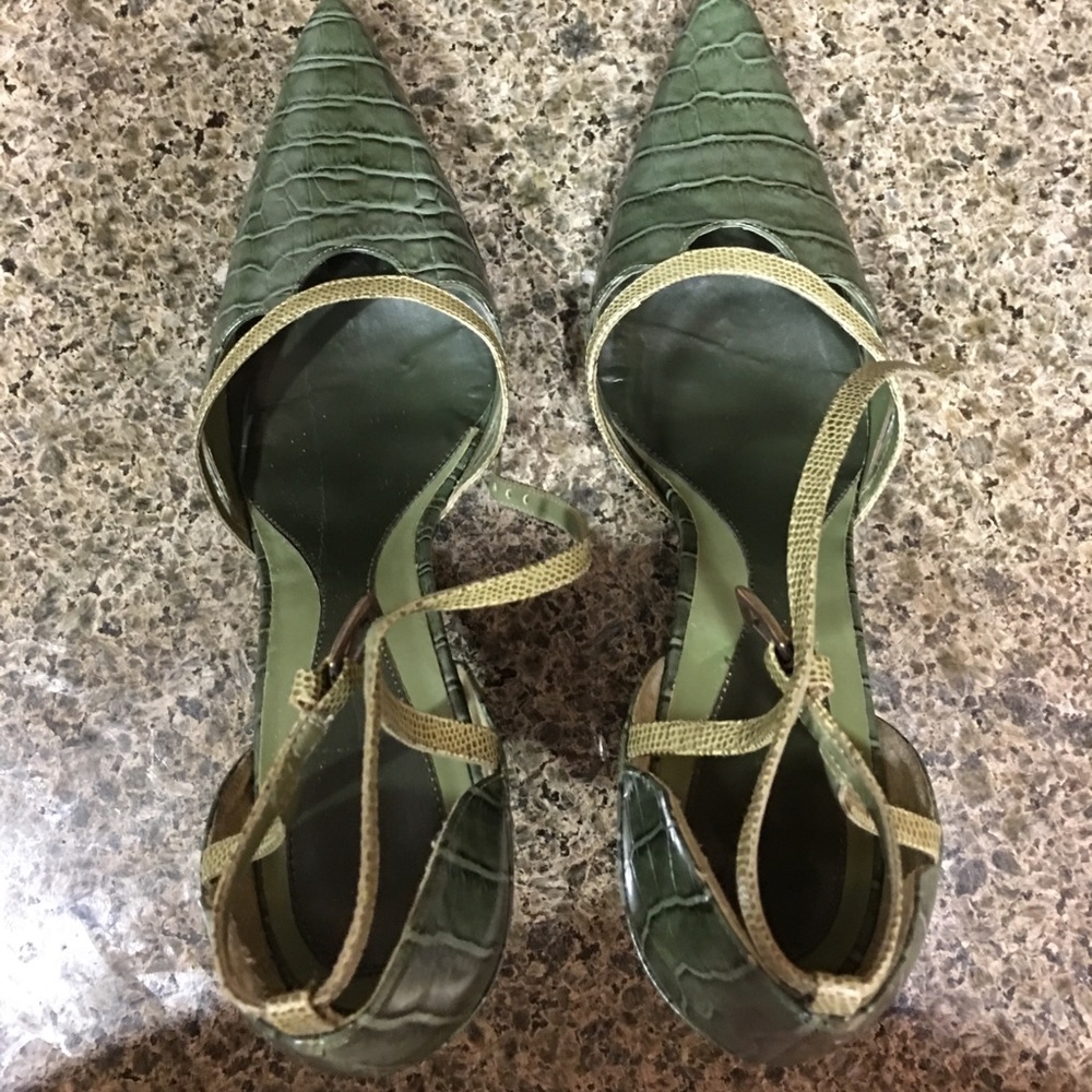 Enzo Angiolini Green Snake print, 3 inch heels